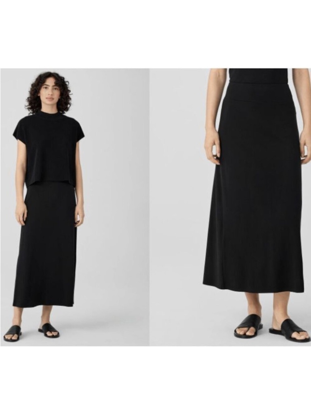 NEW Eileen Fisher Black Flare Skirt